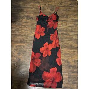 No Comment Slip Dress size L Bodycon Floral Stretchy Datenight